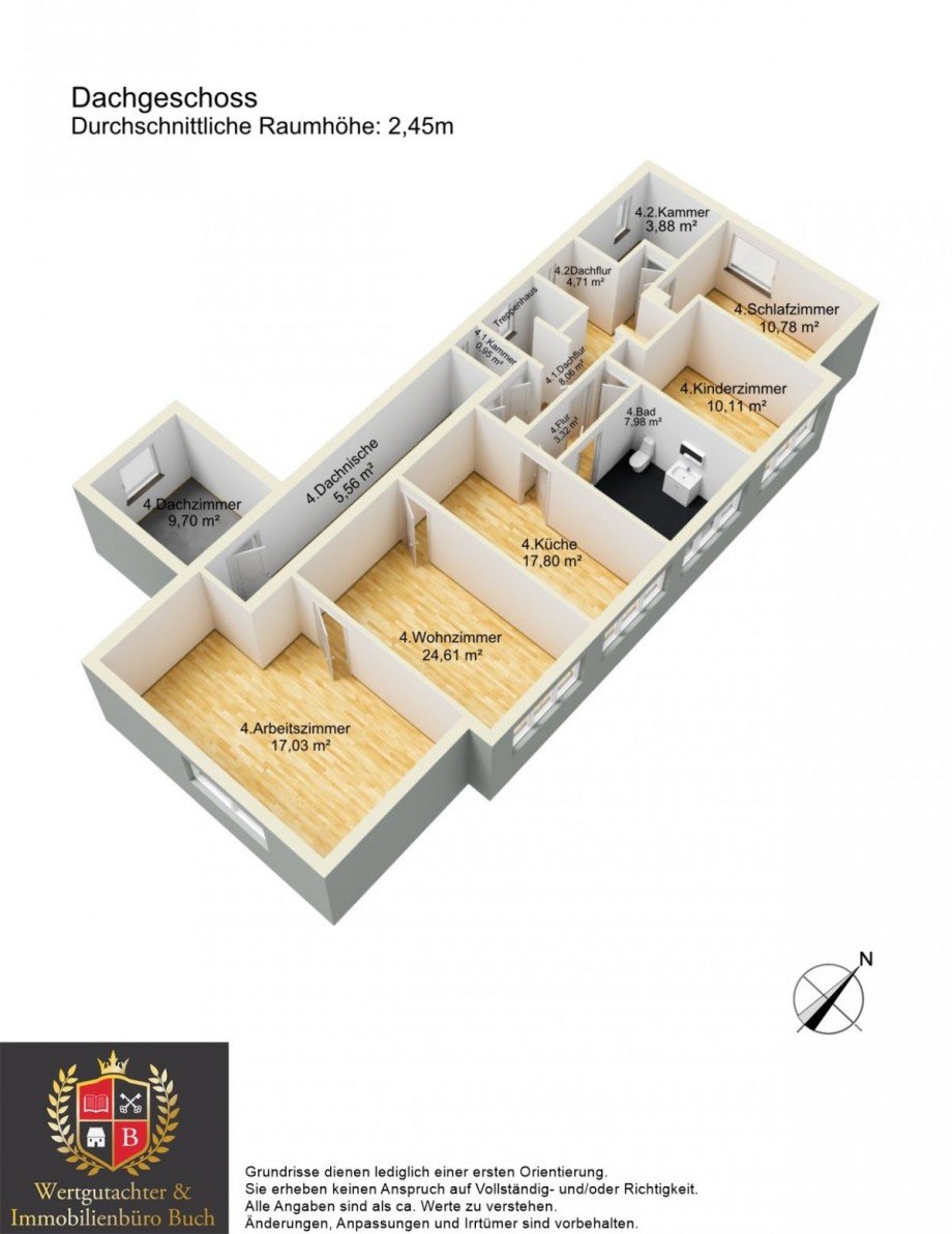 Dachgeschoss in 3D Mehrfamilienhaus Wilkau-Ha�lau