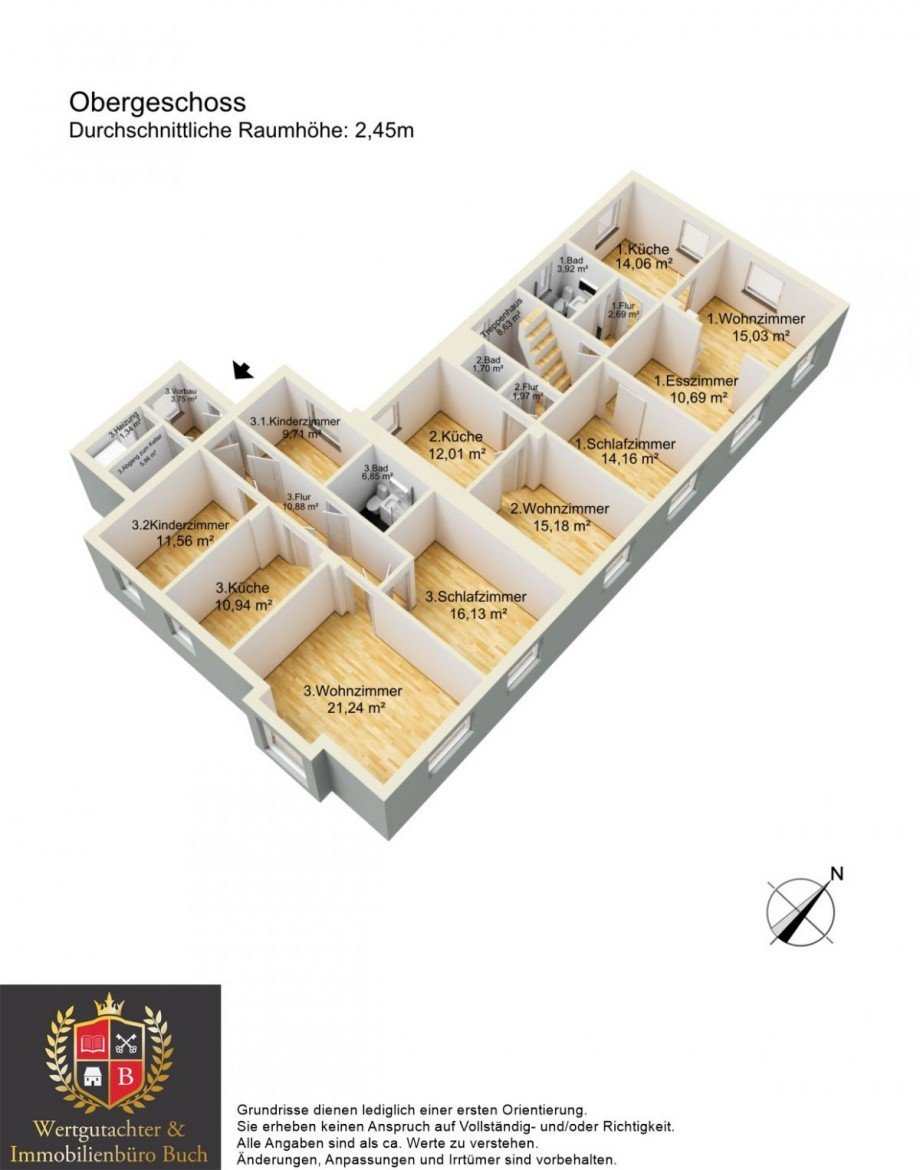 Obergeschoss in 3D Mehrfamilienhaus Wilkau-Ha�lau