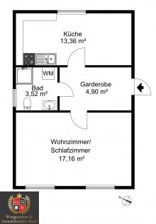 -Grundriss- Wohnung in 2D Sch�n renovierte, helle und bezugsfertige 1,5 ZimmerWohnung, in Silberstra�e